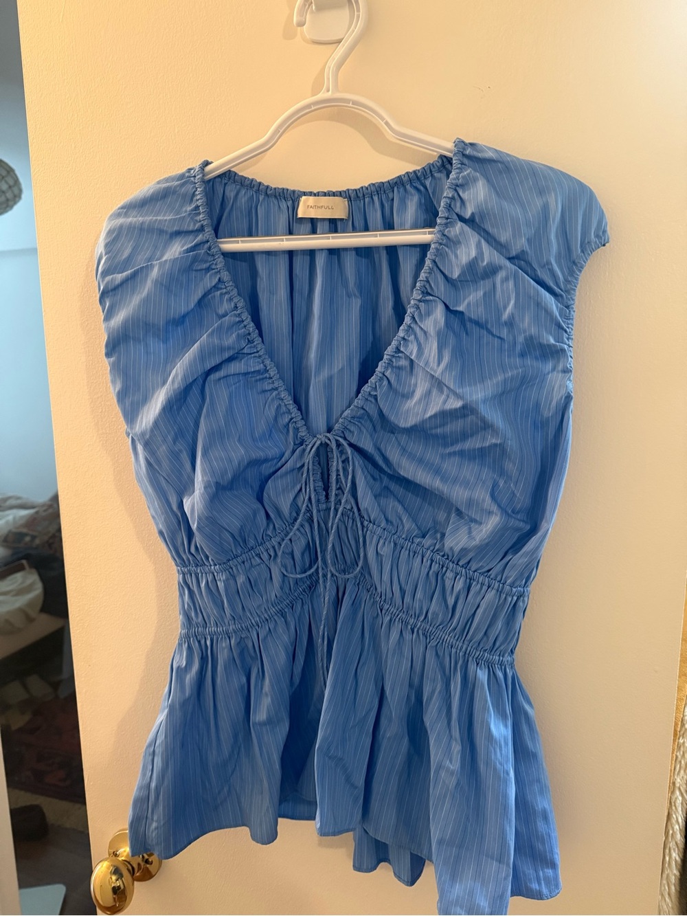 Faithfull the Brand Blue Pinstripe Top